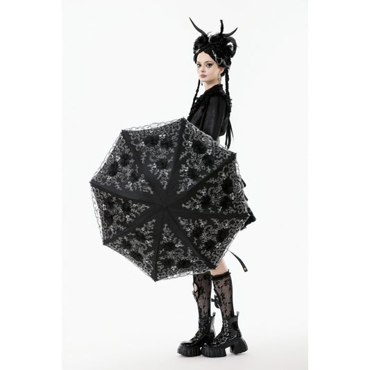 Dark in Love Belladonna Embroidered Folding Parasol