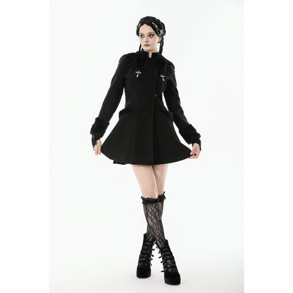 Dark in Love Cat-Ear Faux Fur Trim Gothic Coat