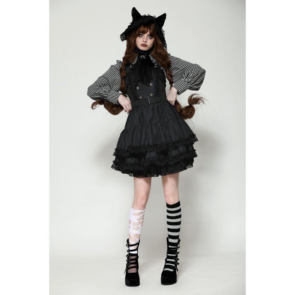 Dark in Love Anita Striped Brocade Mini Dress - Kate's Clothing