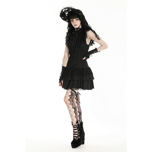 Dark in Love Evelina Sleeveless Tiered Goth Dress