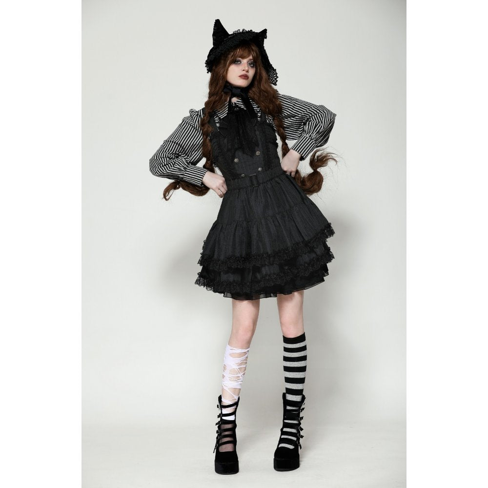 Dark in Love Anita Striped Brocade Mini Dress - Kate's Clothing