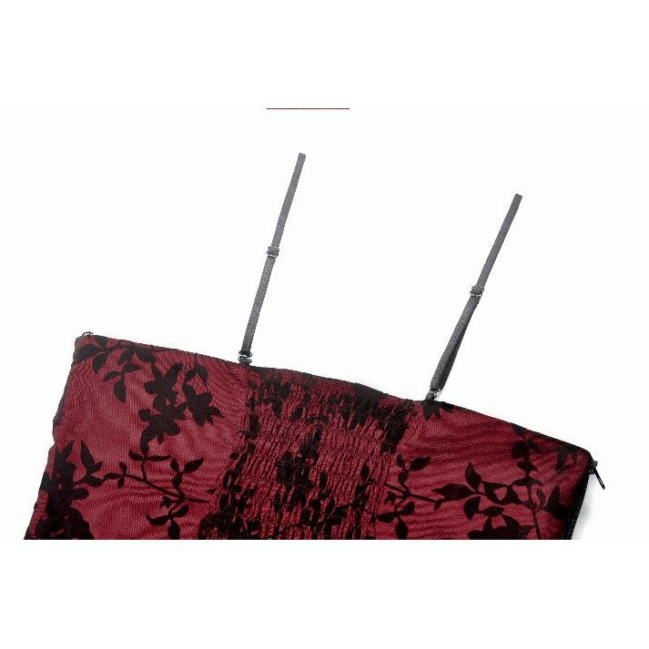 Dark in Love Althea Lace-Trimmed Velvet Goth Camisole in Burgundy