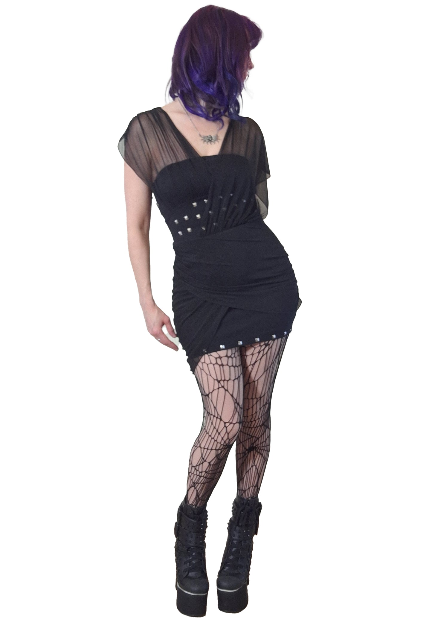 Necessary Evil Misfits Rack - Venus Wrapped Mesh Mini Dress - UK 10