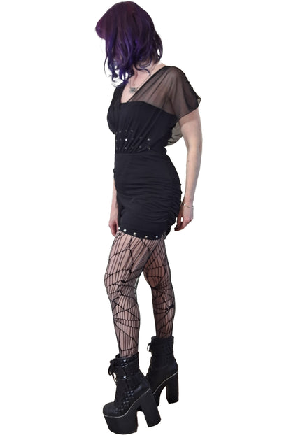 Necessary Evil Misfits Rack - Venus Wrapped Mesh Mini Dress - UK 10