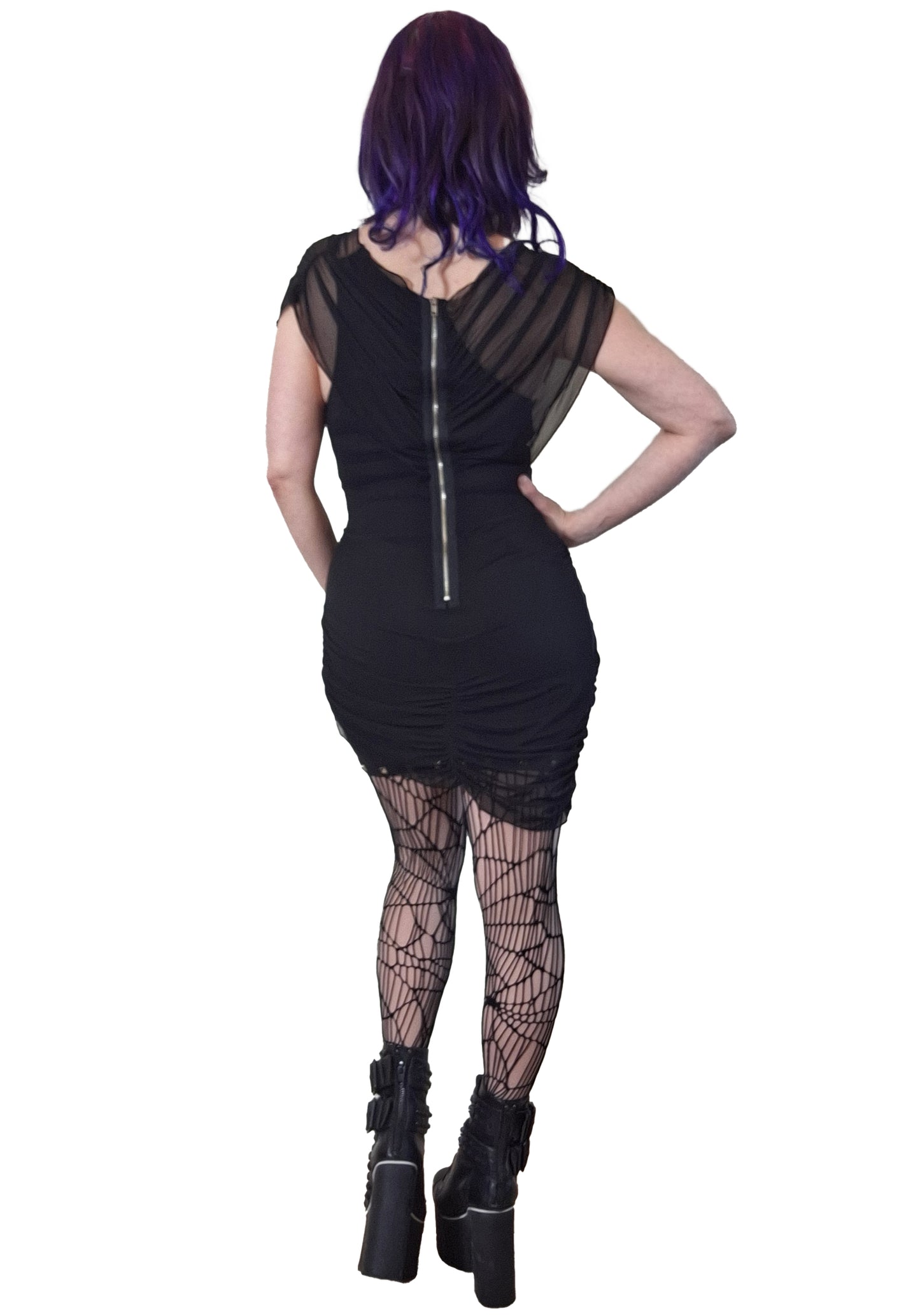 Necessary Evil Misfits Rack - Venus Wrapped Mesh Mini Dress - UK 10