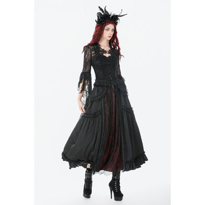Dark in Love Gothic Victorian Lace Panel Skirt (Crimson)