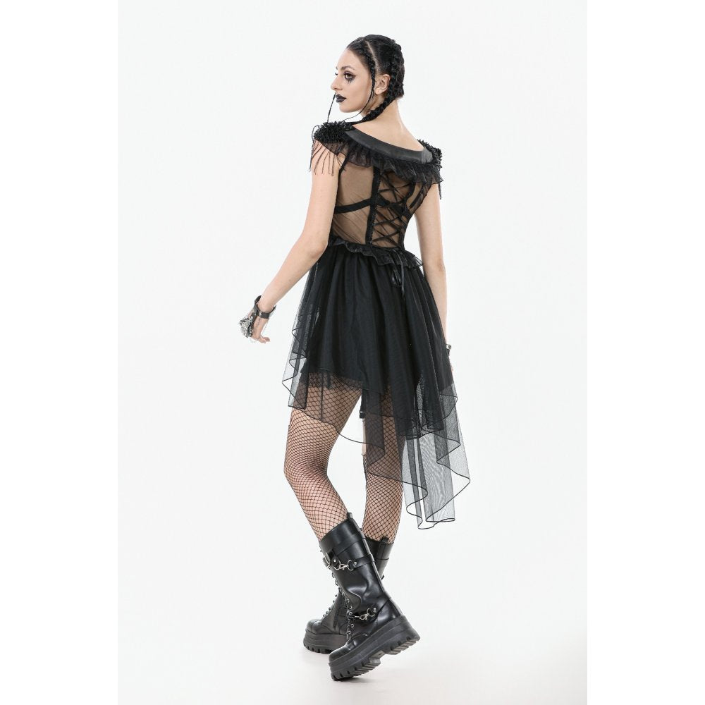 Dark in Love Seraphina Tiered Mesh & Ruffle Goth Gown