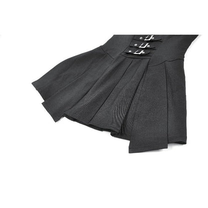 Dark in Love Studded Buckle Pleated Camisole Dress