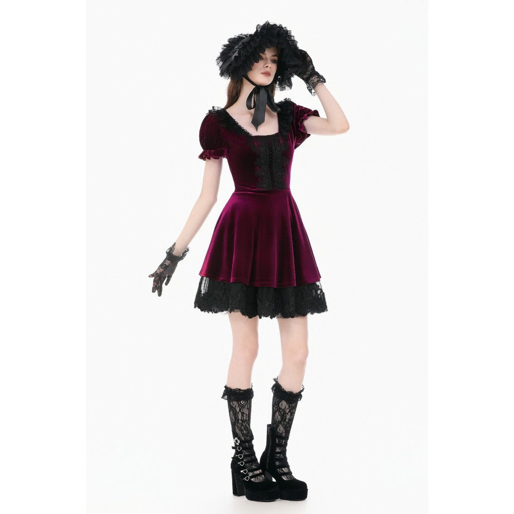 Dark in Love Velvet Lace Patchwork Dress