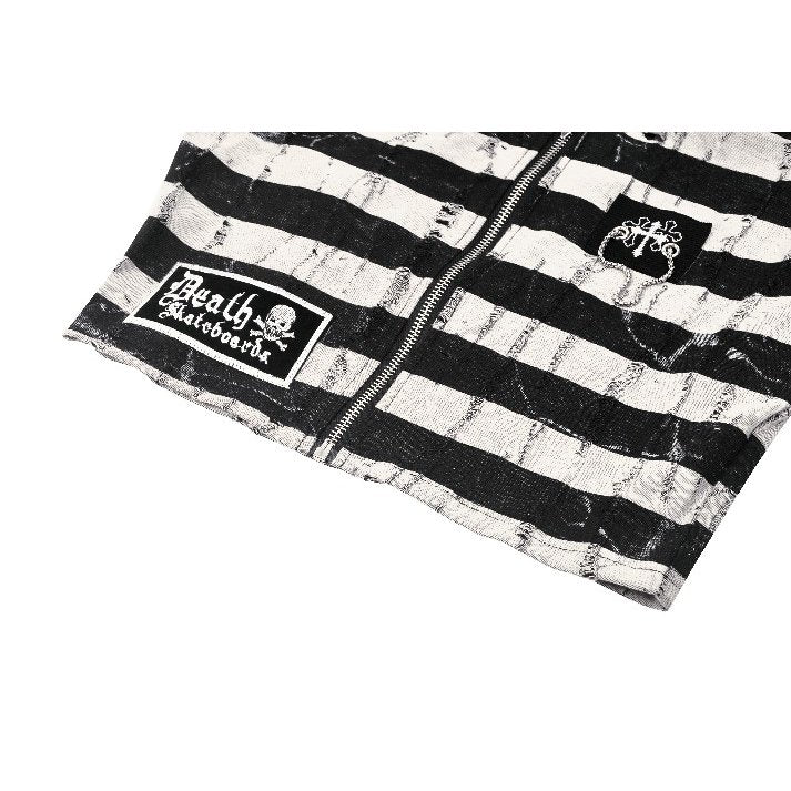 Dark in Love Xianne Prison Bunny Striped Crop Top - Kate's Clothing
