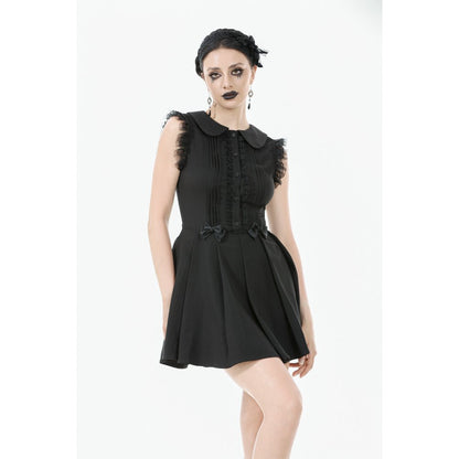Dark In Love Gwendolyn Lace Panel Goth Mini Dress in Black