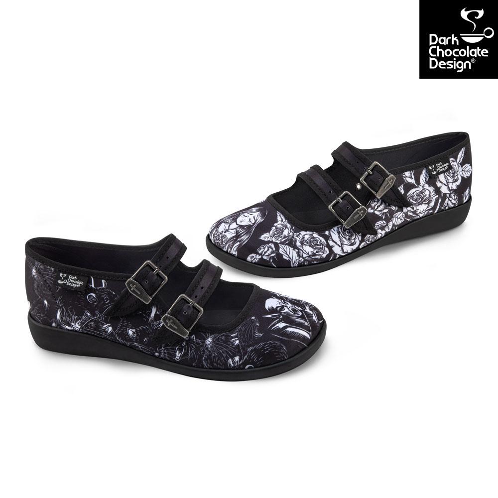 Dark Märchen / Miss-a Chocolaticas® Death Stalks Gothic Mary Jane Flats | Hot Chocolate