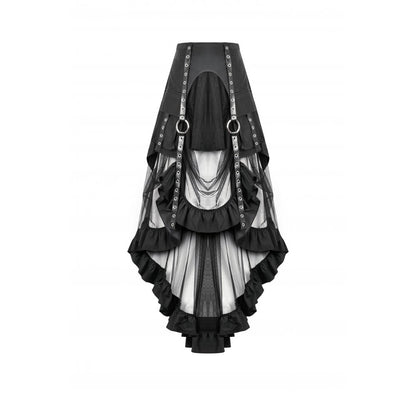 Dark in Love Belladonna Mesh Buckled Goth Skirt in Black