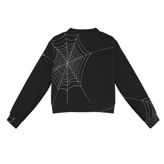 ANTIBrand cropped bomber jacket with white spiderweb print