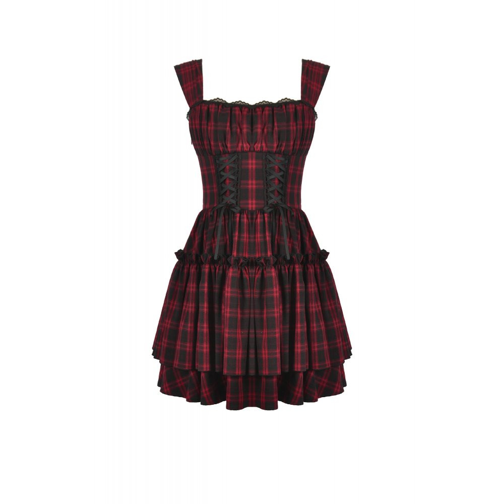 Dark in Love Morrigan Tartan Lace-Up Dress
