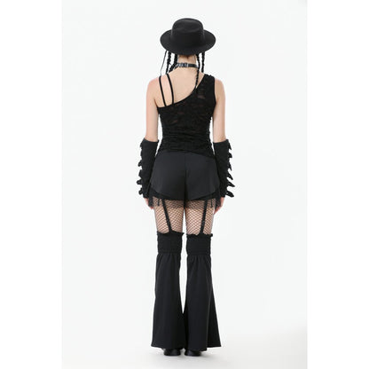Dark in Love Morrigan One-Shoulder Lace Goth Top in Black