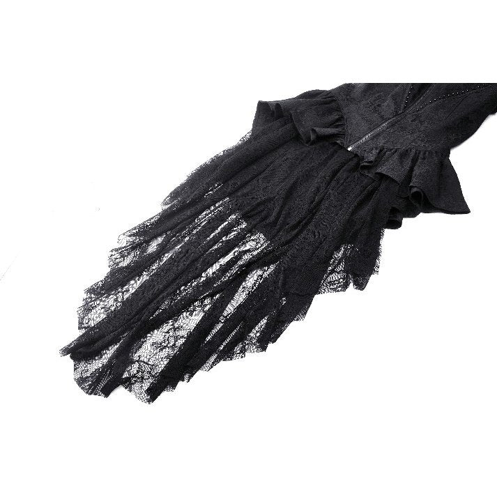 Dark in Love Felicity Gothic Lacey Zip Up Tailcoat Shirt - Kate's Clothing