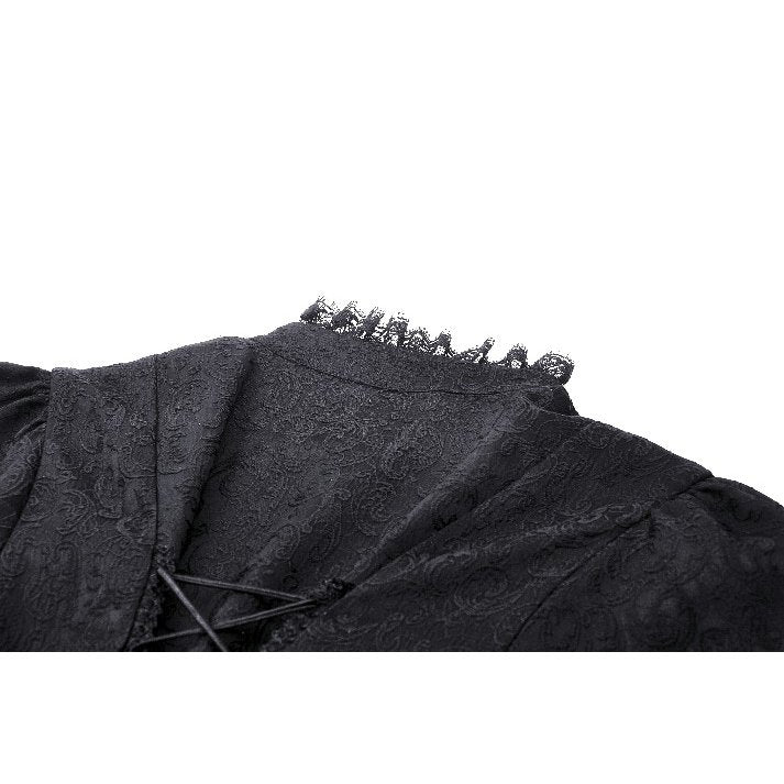 Dark in Love Felicity Gothic Lacey Zip Up Tailcoat Shirt - Kate's Clothing