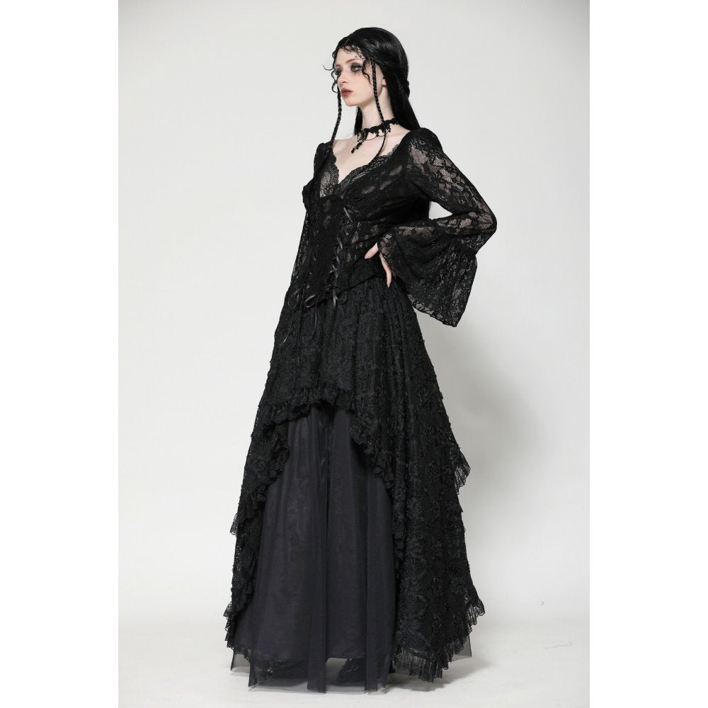 Dark in Love Tamsin Gothic Lace V-neck Top - Kate's Clothing