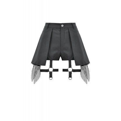 Dark in Love Punk Mesh Layered Skort Shorts