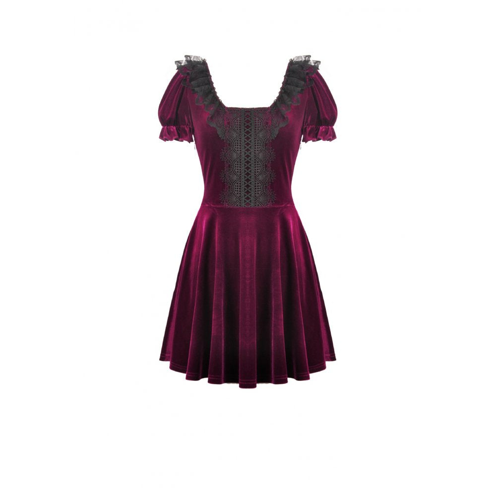 Dark in Love Velvet Lace Patchwork Dress