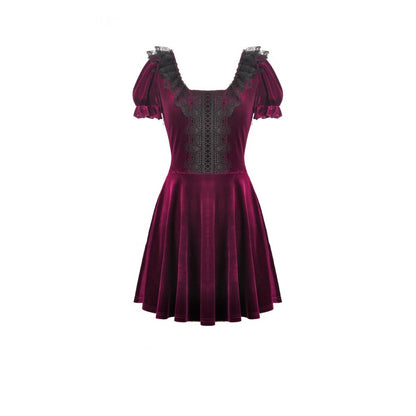 Dark in Love Velvet Lace Patchwork Dress