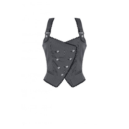 Dark in Love Gwyneth Dark Striped Corporate Goth Vest - Kate's Clothing