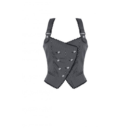 Dark in Love Gwyneth Dark Striped Corporate Goth Vest - Kate's Clothing