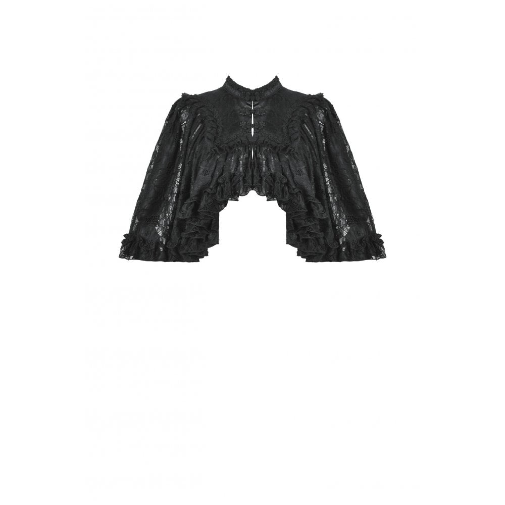 Dark in Love Zuri Vintage Lace Cape with Flowing Sleeves - Kate's Clothing