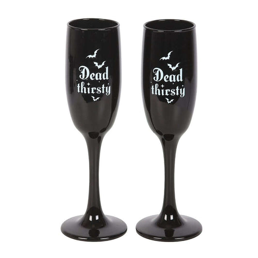 Gothic Gifts Set of 2 Dead Thirsty Champagne Flutes - Kate's Clothing