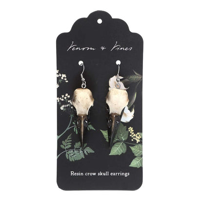 Gothic Gifts Resin Crow Skull Earrings