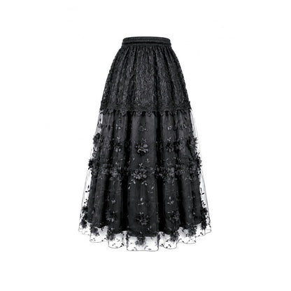Dark in Love Floral Applique Lace Maxi Skirt