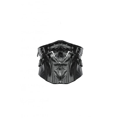 Dark in Lia Punk Love Patent Leather Waist Corset with Metal Accents - Kate's Clothing