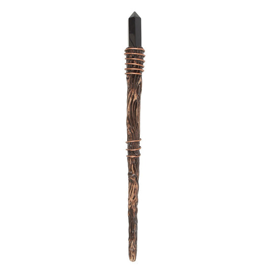 Gothic Gifts Thin and Black Obsidian Crystal Wand - Kate's Clothing