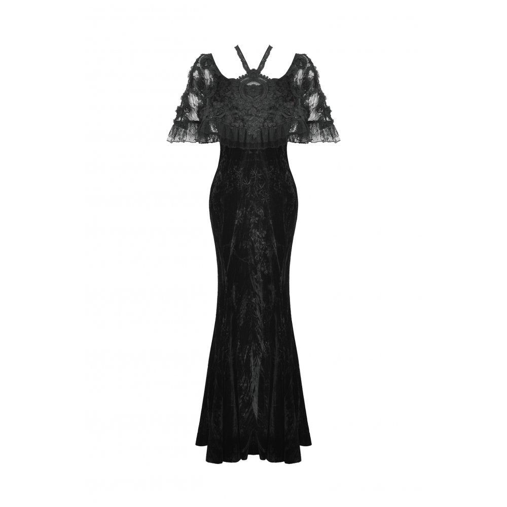 Dark in Love Alazne Dark Rose Embroidered Layered Mermaid Maxi Dress
