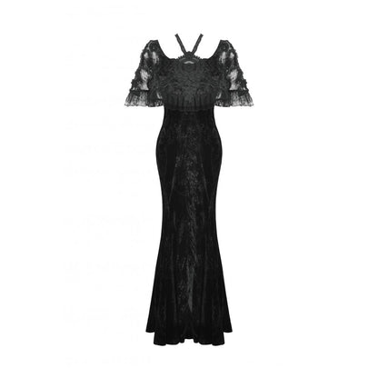 Dark in Love Alazne Dark Rose Embroidered Layered Mermaid Maxi Dress