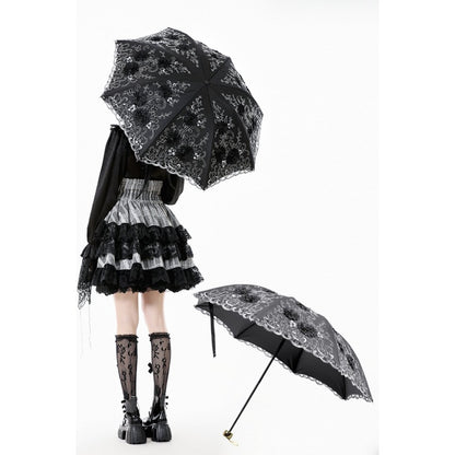 Dark in Love Belladonna Embroidered Folding Parasol