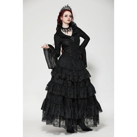 Dark in Love Elizabeth Gothic Queen Top with Pendant and Ruffled Collar