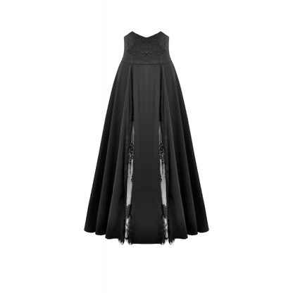 Dark In Love Dalaria High Waist Gothic Long Skirt - Lace Inset Panel