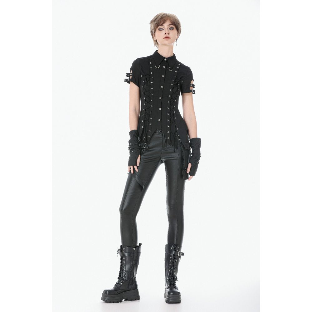 Dark in Love Ruptured Lace-Up Punk Shirt