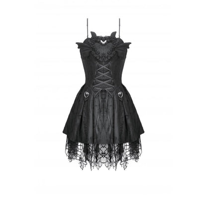 Dark in Love Mortalis Lace-Up Goth Dress in Black