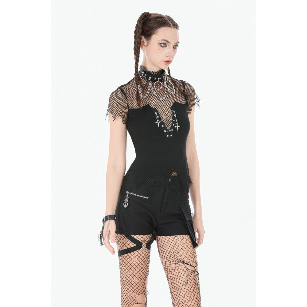 Dark in Love Dark Punk Mesh Chain Top