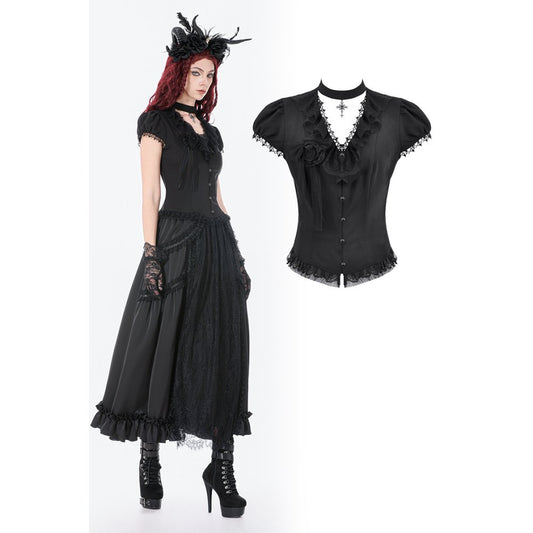 Dark in Love Courtly Cross Gem Gothic Blouse