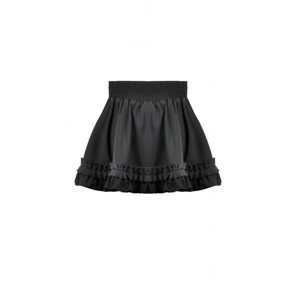 Dark in Love Lolita-Inspired Ruffled Mini Skirt in Black