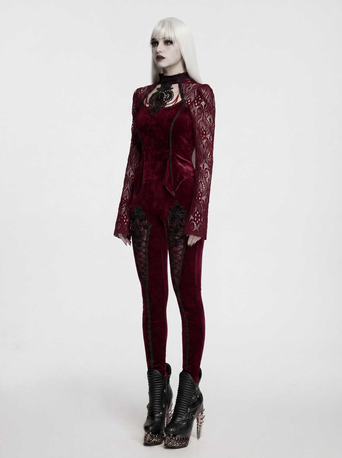 Punk Rave Isolde Embroidered Velvet Top