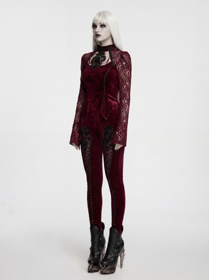 Punk Rave Isolde Embroidered Velvet Top