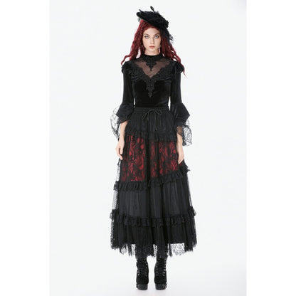 Dark in Love Gothic Velvet Lace High-Neck Top