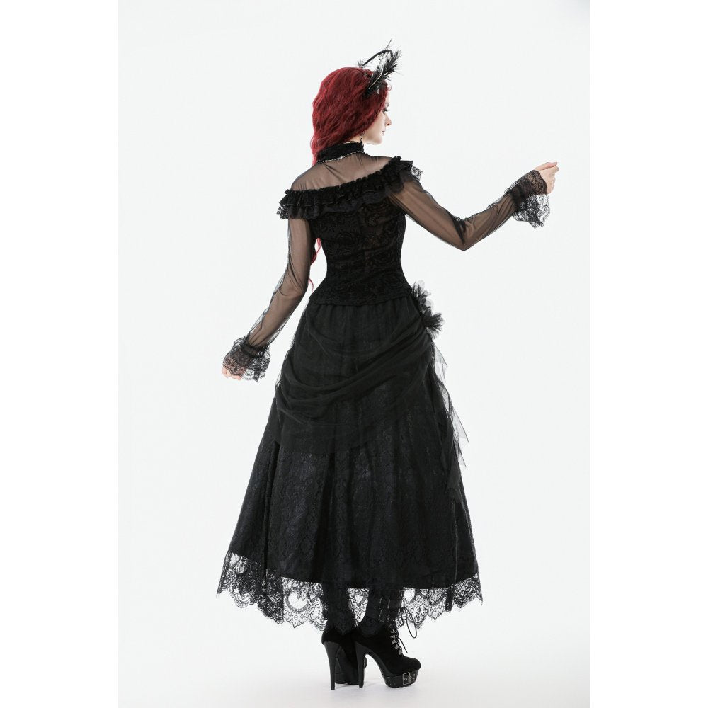 Zoomed-in shoulder ruffle detail