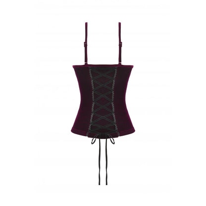 Dark in Love Serilda Velvet Lace Corset Top in Wine Red