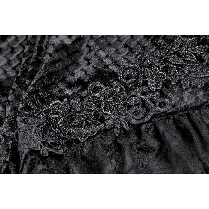 Dark in Love Velvet Floral Lace Trim Shorts